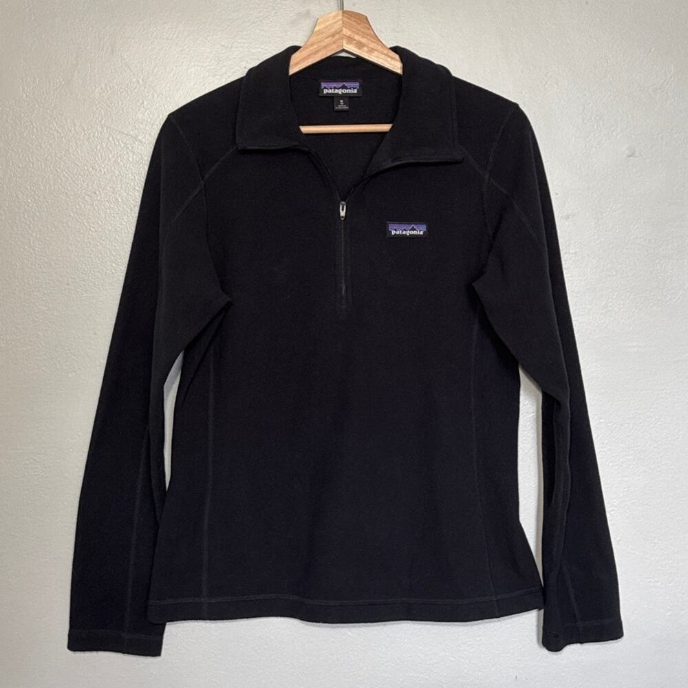 Women's Size M Black Patagonia Micro D Quarter-Zip Fleece Pullover Recycled - Picture 2 of 10